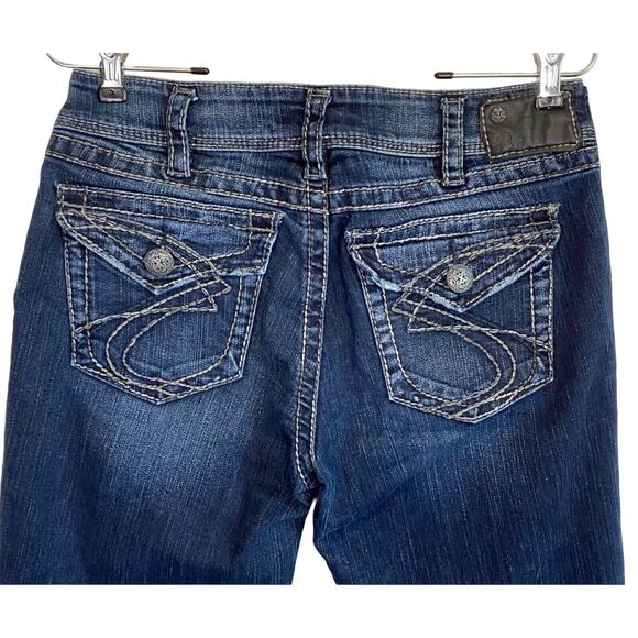 Silver Suki Surplus Jeans Flap Pocket Bootcut Women Sz 30 Mid Rise Embroidered - Picture 6 of 14